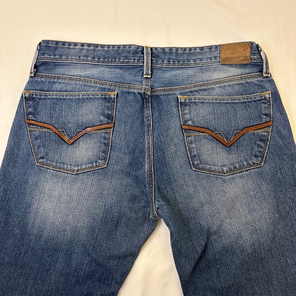 Guess Lincoln Slim Straight Blue Jeans Distressed Los Angeles 1981 Mens 34x32 - Picture 8 of 12